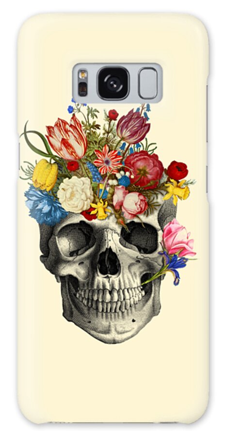 Skull Galaxy Case featuring the digital art Skull with flowers by Madame Memento