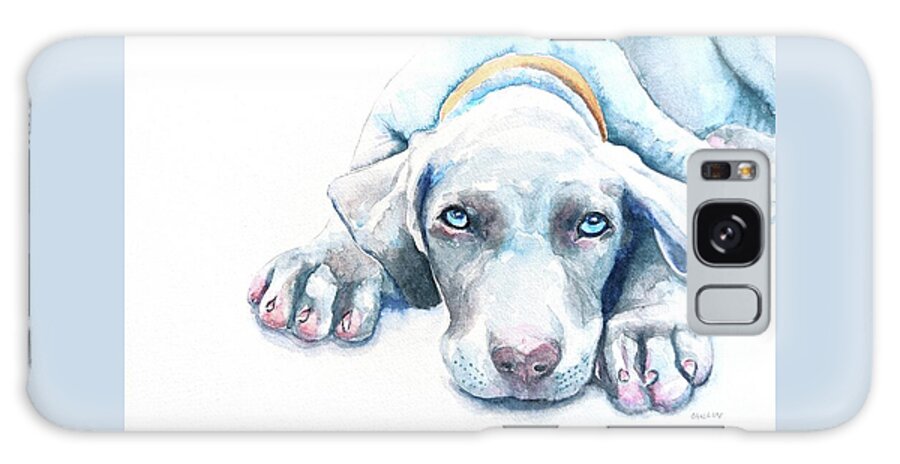 Dog Galaxy Case featuring the painting Sleepy Puppy Weimaraner by Carlin Blahnik CarlinArtWatercolor