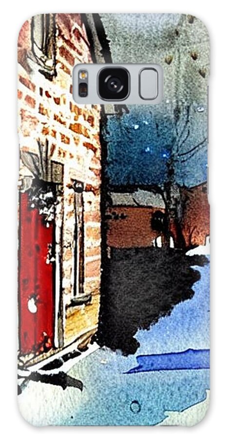 Waterloo Village Galaxy Case featuring the painting Smith's Store Waterloo Village, Morris Canal, In Winter by Christopher Lotito