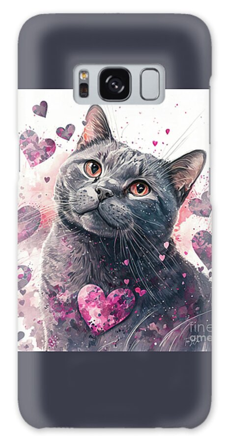 Gray Kitten Galaxy Case featuring the painting Smitten Kitten by Tina LeCour
