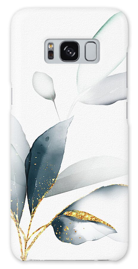 Watercolor Galaxy Case featuring the painting Smokey Blue Leaves II by Ink Well