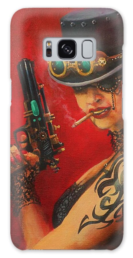 Art Noir Galaxy Case featuring the painting Smokin' Hot by Tom Shropshire