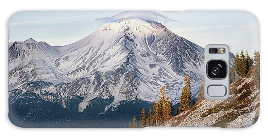 California Galaxy Case featuring the photograph Snow Covered Mt. Shasta Glowing by Gary Geddes