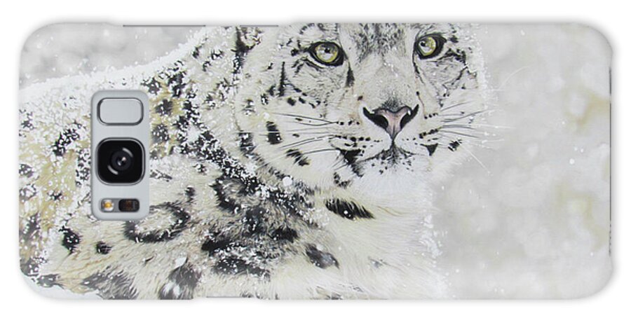 Big Cat Galaxy Case featuring the drawing Snow Leopard by Kelly Speros