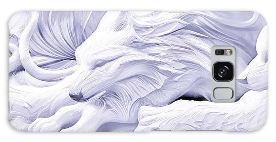 Digital White Snow Wolf Sculpture Galaxy Case featuring the digital art Snow Wolves by Beverly Read