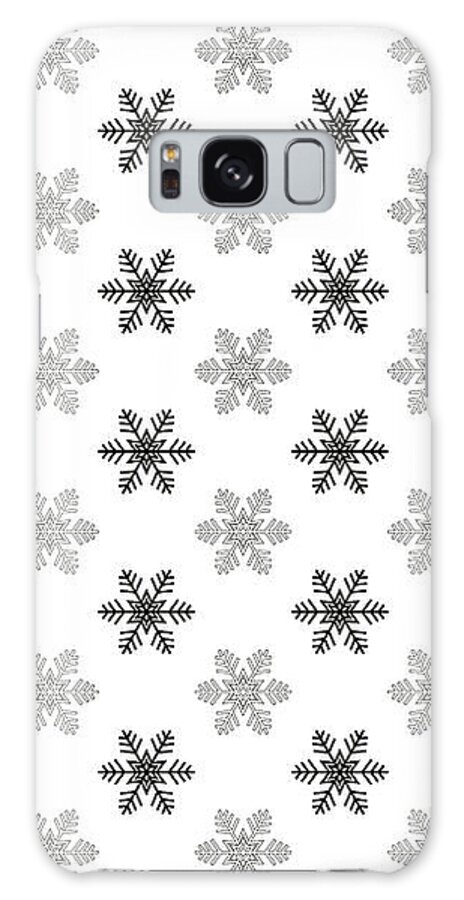 Snowflake Patterns Galaxy Case featuring the digital art Snowflake Pattern in Black and White by Eclectic at Heart