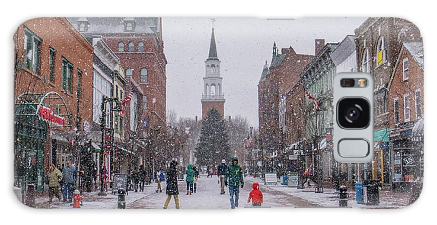 Town Galaxy Case featuring the photograph Snowy Christmas Eve on Church Street, Burlington, Vermont by Ann Moore