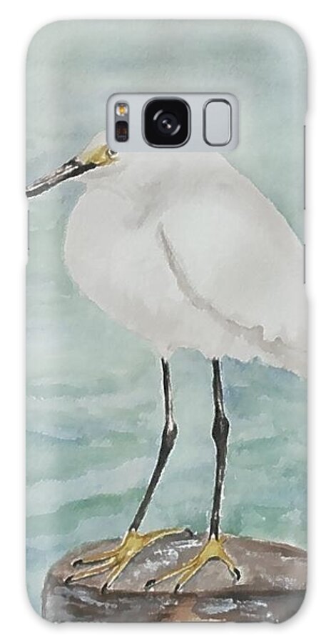 White Bird Galaxy Case featuring the painting Snowy Egret by Claudette Carlton