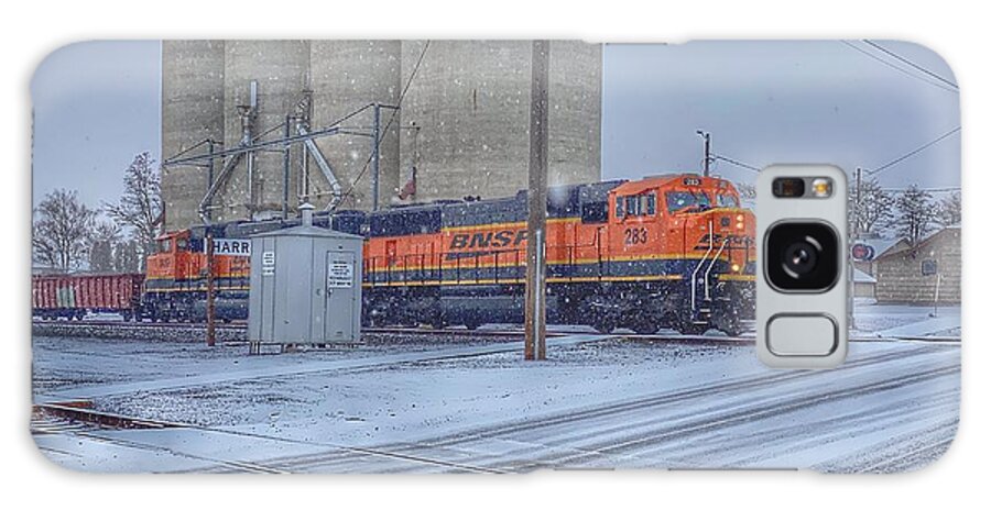 Snow Galaxy Case featuring the photograph Snowy Freight Train by Jerry Abbott