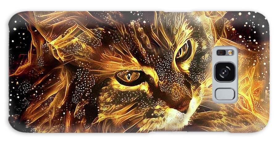 Cat Galaxy Case featuring the digital art Sophie the Norwegian Forest Cat by Peggy Collins