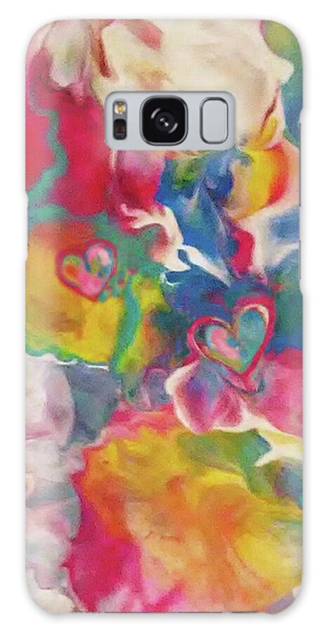 Colorful Abstract Acrylic Hearts Galaxy Case featuring the painting Sound Of Sun by Deborah Erlandson