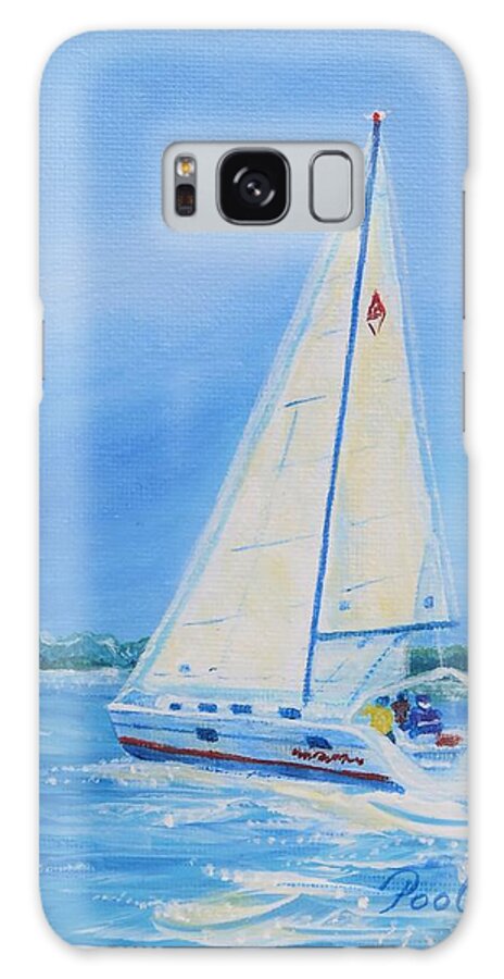 Sailing Galaxy Case featuring the painting Southport Sails At Oak Island Lighthouse by Pamela Poole