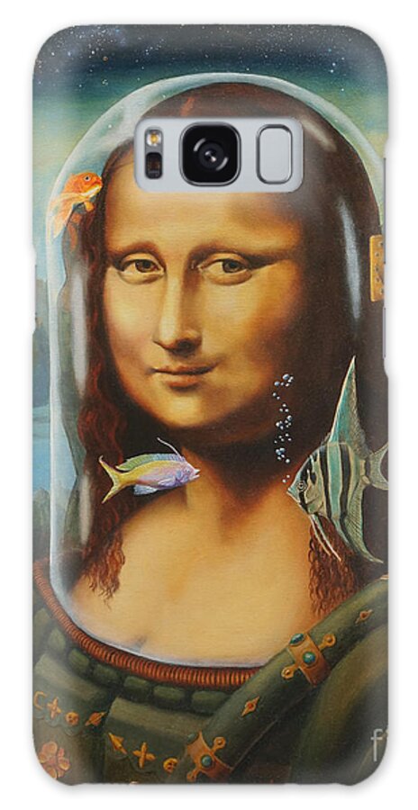 Mona Lisa Galaxy Case featuring the painting Space Mona by Ken Kvamme