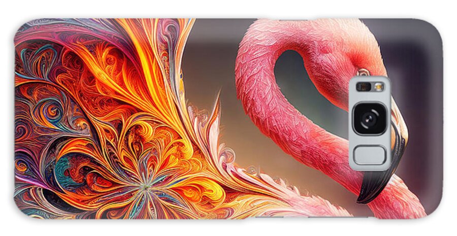 Fractal Art Galaxy Case featuring the photograph Spiral Spectrum Flamingo by Bill and Linda Tiepelman