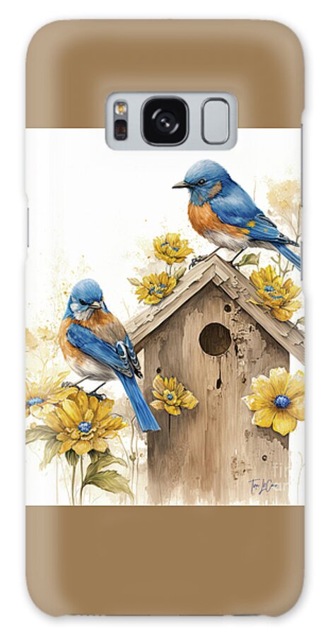 Bluebirds Galaxy Case featuring the painting Spring Bluebirds by Tina LeCour