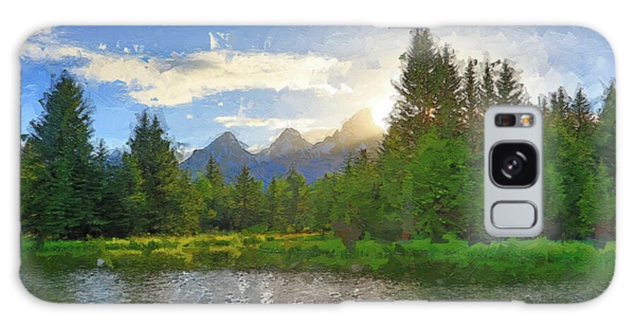 Spring Morning Sun Over The Tetons Galaxy Case featuring the painting Spring Morning Sun Over The Tetons by Dan Sproul