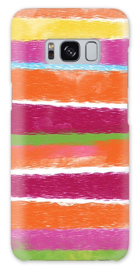 Stripes Galaxy Case featuring the mixed media Spring Stripes- Art by Linda Woods by Linda Woods