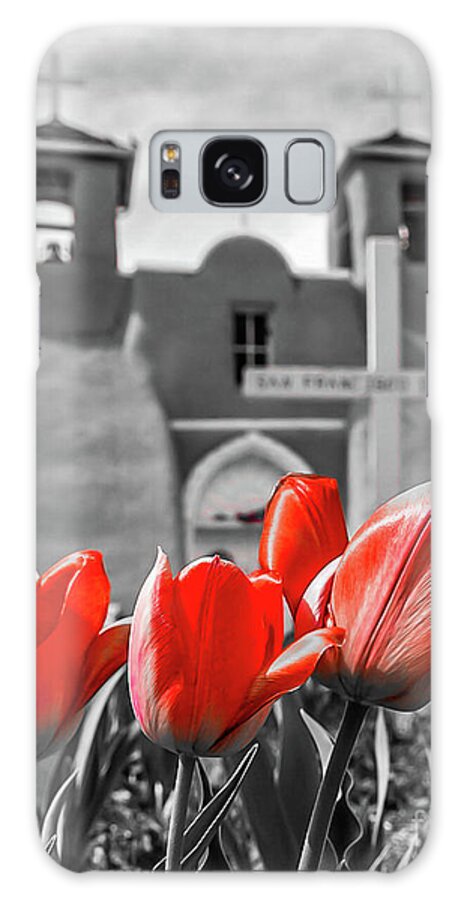 Taos Galaxy Case featuring the photograph Spring Tulips at the St Francis de Asis by Elijah Rael