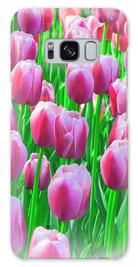 Easter Galaxy Case featuring the mixed media Spring Tulips by Moira Law