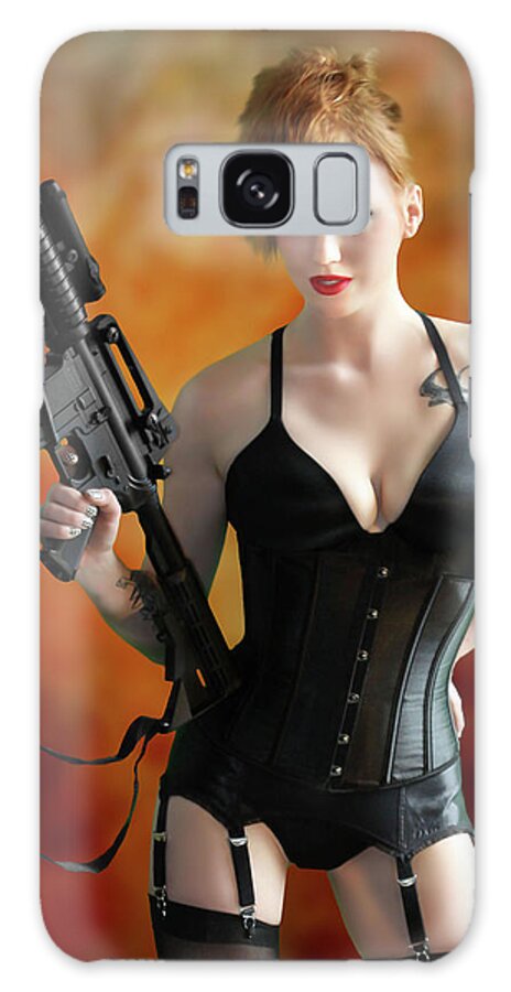 Cosplay Galaxy Case featuring the photograph Spy in Lingerie with M16 by Jon Volden