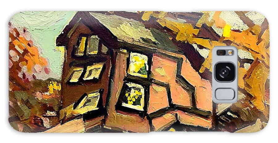  Galaxy Case featuring the painting Squatter Study 1 Painting Landscape architecture painterly markmaking neoromantic Yellow acrylic architecture art artwork autumn background beautiful book illustration building cartoon color colored by N Akkash