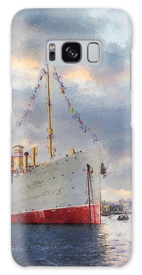 Steamer Galaxy Case featuring the digital art S.S. Kristianiafjord 1913 by Geir Rosset