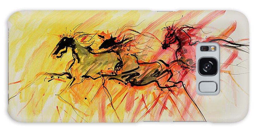 Wild Horses Galaxy Case featuring the painting Stampede Aurae by Elizabeth Parashis