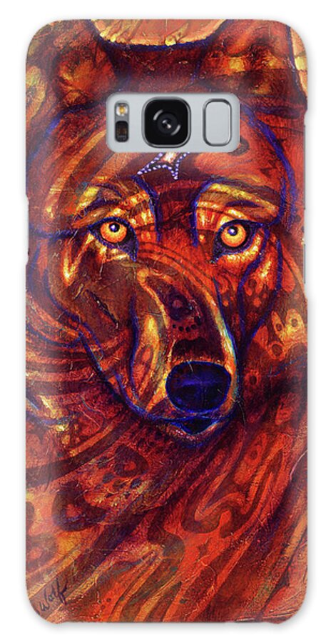 Wolf Galaxy Case featuring the painting Star Wolf by Kevin Chasing Wolf Hutchins