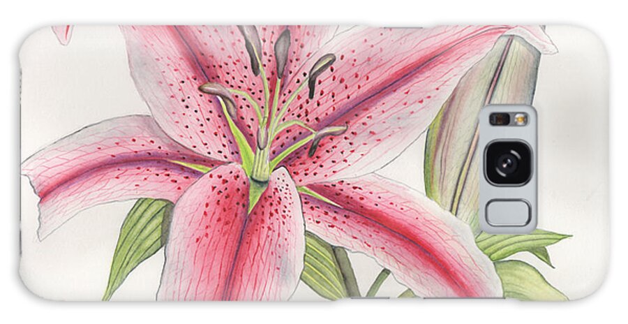 Watercolor Galaxy Case featuring the painting Stargazer Lily by Bob Labno
