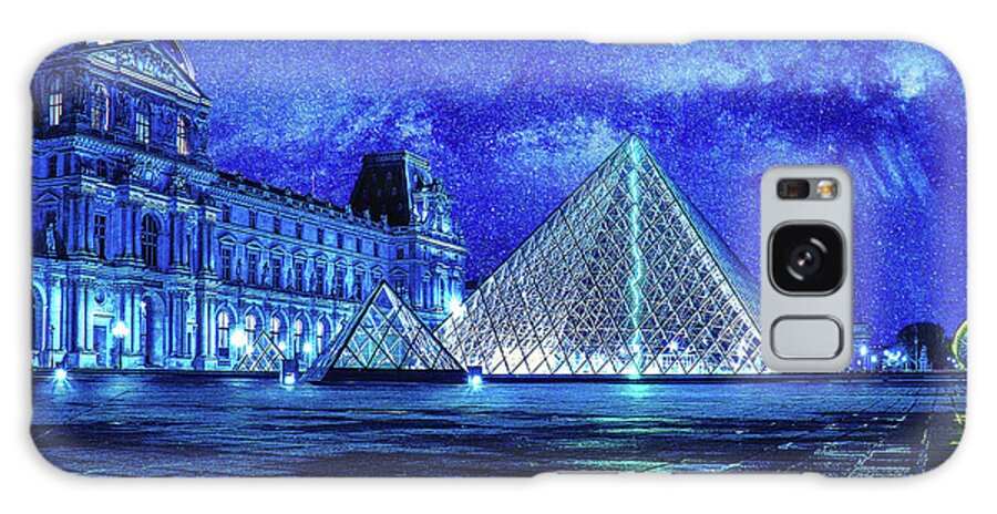 Louvre Galaxy Case featuring the digital art Starry sky over the Louvre by Alex Mir