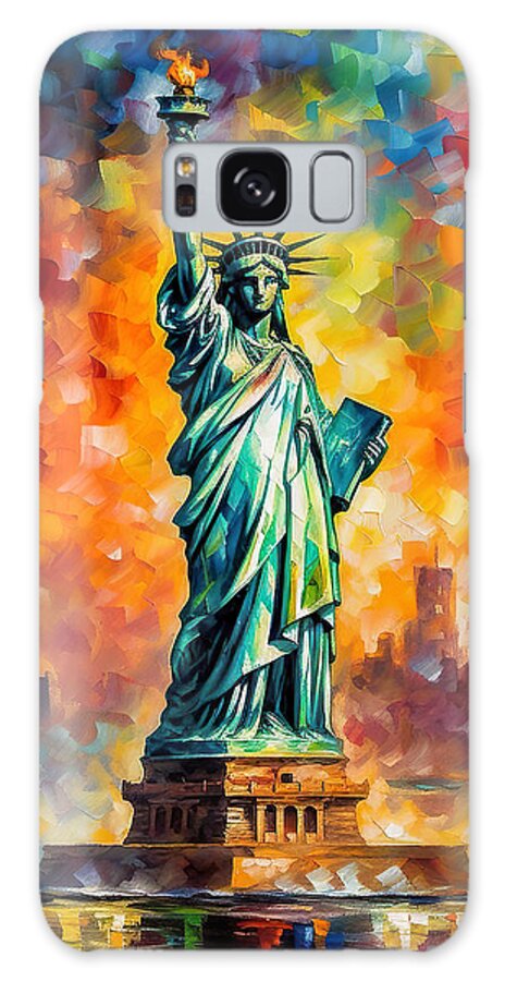 Statue Of Liberty Galaxy Case featuring the painting Statue Of Liberty Painting 3 by Mark Ashkenazi
