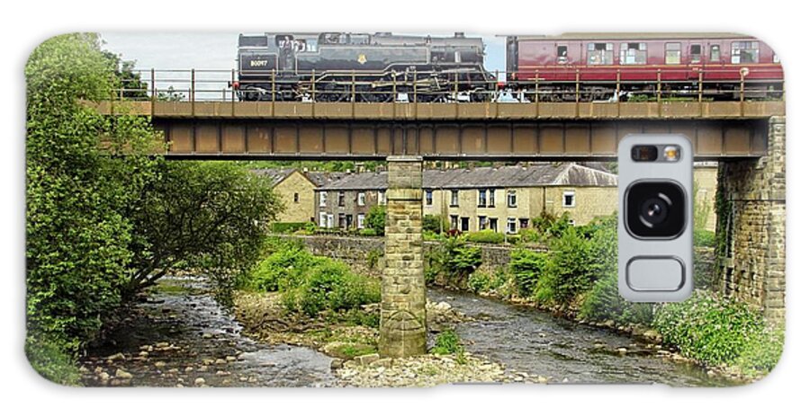 Water Galaxy Case featuring the photograph Steam train on Brooksbottom Viaduct. by David Birchall