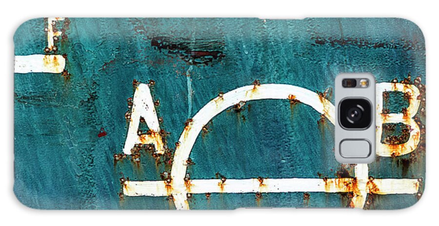50mm Galaxy Case featuring the photograph Steel Ship Lettering by Tony Locke