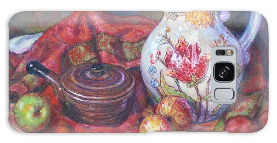 Ceramic Pitcher Galaxy Case featuring the painting Still Life With White Pitcher by Veronica Cassell vaz