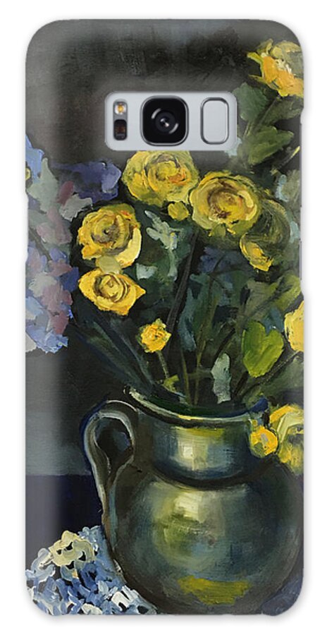  Galaxy Case featuring the painting Still life with yellow flowers 2 by Maxim Komissarchik