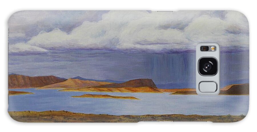 Kim Mcclinton Galaxy Case featuring the painting Storm at Lake Powell- center panel of three by Kim McClinton