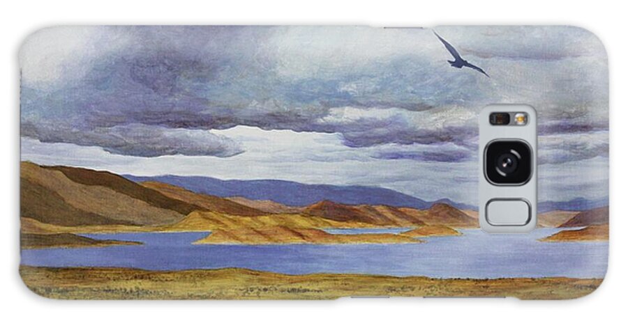 Kim Mcclinton Galaxy Case featuring the painting Storm at Lake Powell- left panel of three by Kim McClinton