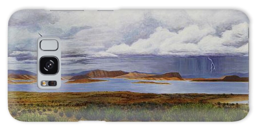 Kim Mcclinton Galaxy Case featuring the painting Storm at Lake Powell- panorama by Kim McClinton