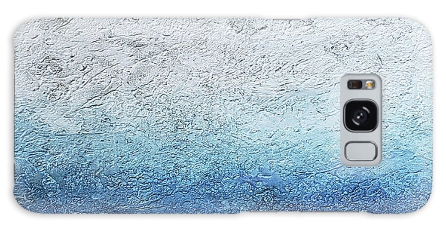 Blue Wall Art Galaxy Case featuring the painting STORMY HORIZON Coastal Abstract in Blue and White by Lynnie Lang