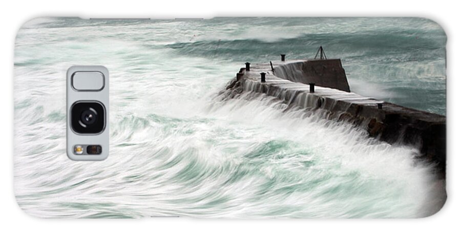 Sea Galaxy Case featuring the photograph Stormy sea Sennen Cove by Tony Mills