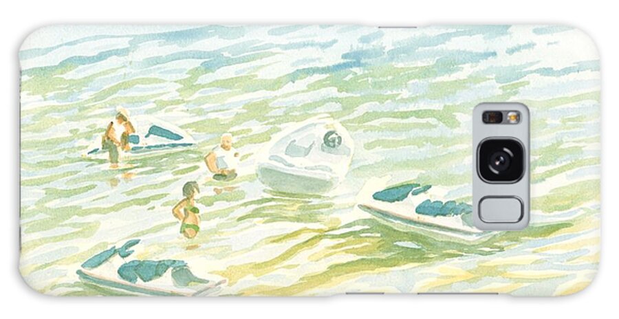 Shallow Galaxy Case featuring the painting strandliv i strandbryn, shorelife at Saint Barts by Marica Ohlsson
