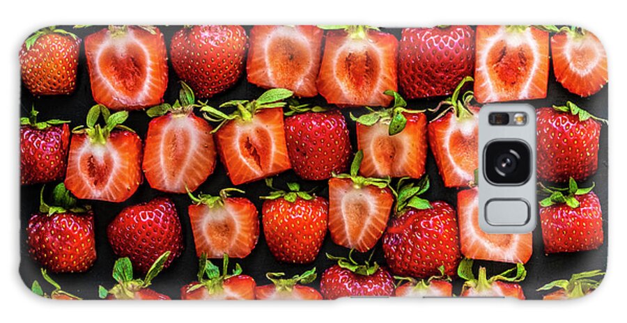 Strawberry Red Squares Galaxy Case featuring the photograph Strawberry Red Squares by Sarah Phillips