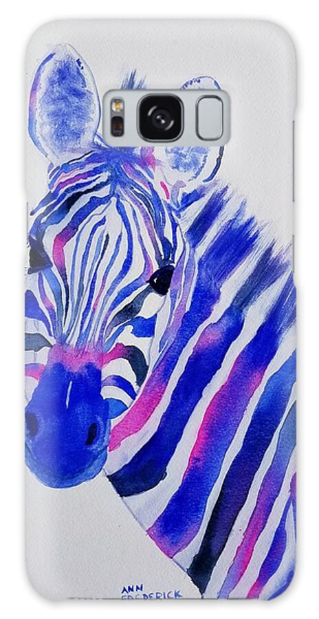 Zebras Galaxy Case featuring the painting Stripes from the Right by Ann Frederick