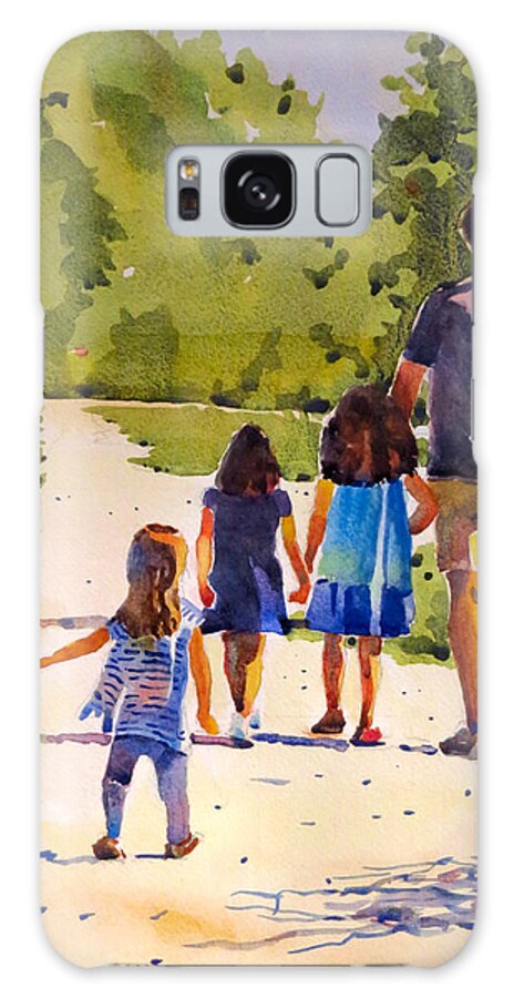Summer Galaxy Case featuring the painting Strolling with Dad at Lemoine Point by David Gilmore