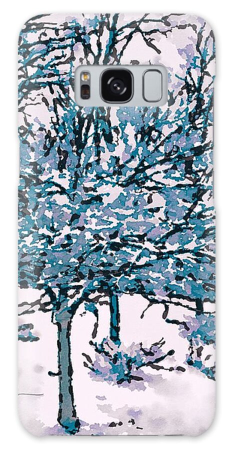 Snow Galaxy Case featuring the photograph Sudden Snow in Blue by Ruben Carrillo