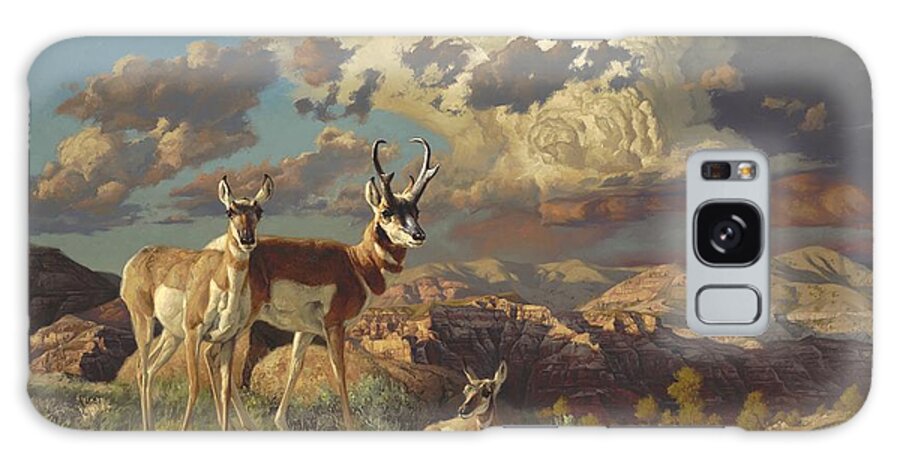 Pronghorn Galaxy Case featuring the painting Summer Evening by Greg Beecham
