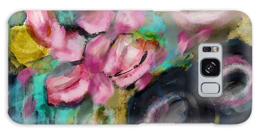 Summer Galaxy Case featuring the mixed media Summer Roses in Bloom by Ann Leech