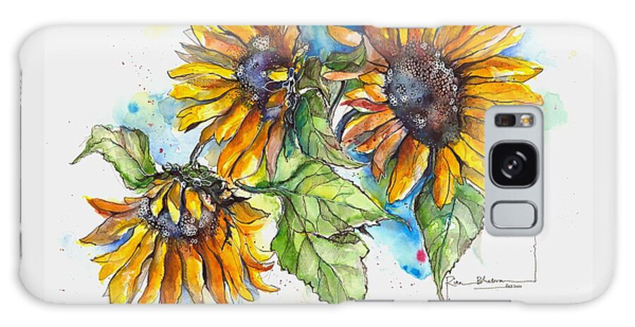 Sunflowers Galaxy Case featuring the painting Sunflower Heads by Rina Bhabra