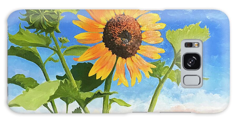 Sunflower Galaxy Case featuring the painting Sunflower OBX by Anne Marie Brown