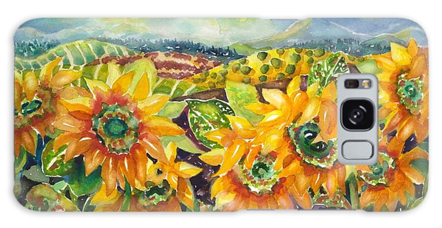 Sunflowers Galaxy Case featuring the painting Sunflowers and Vineyards by Ann Nicholson